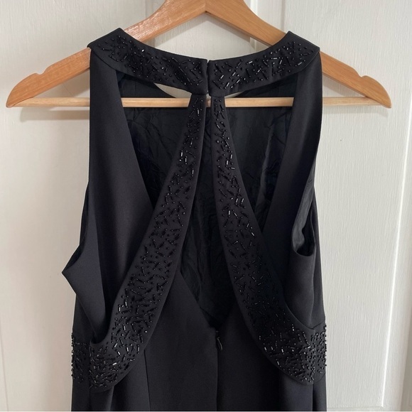 🥒 Vintage y2k Black Beaded Formal Open Back Sleeveless Maxi Dress Formal Gown 8 - Picture 5 of 13